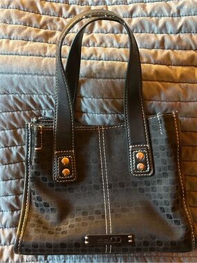 Nine & Co. Black Patterned Shoulder Tote with Contrast Stitching (Y2K)